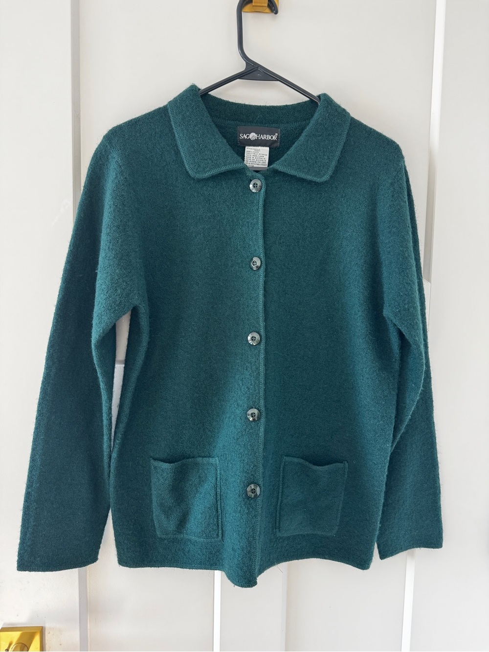 Sag Harbor Teal Button-Front Cozy Jacket 100% wool